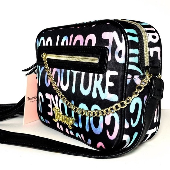 Juicy Couture Handbags - NWOT - Juicy Couture - Black Graffiti Tie Dye Camera Crossbody Bag